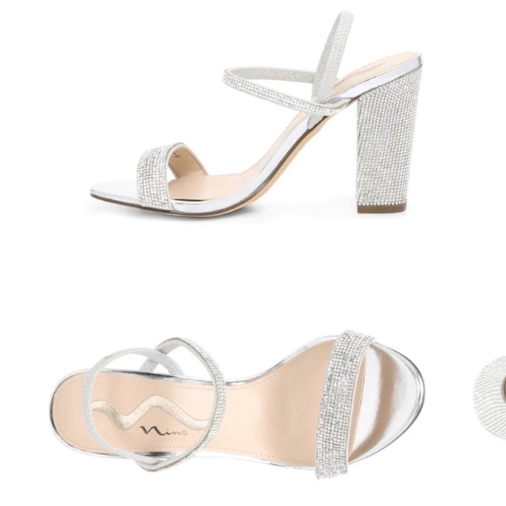 Size 6.5 - Nina Sanchia Slingback Sandal - Rhinestone Heels